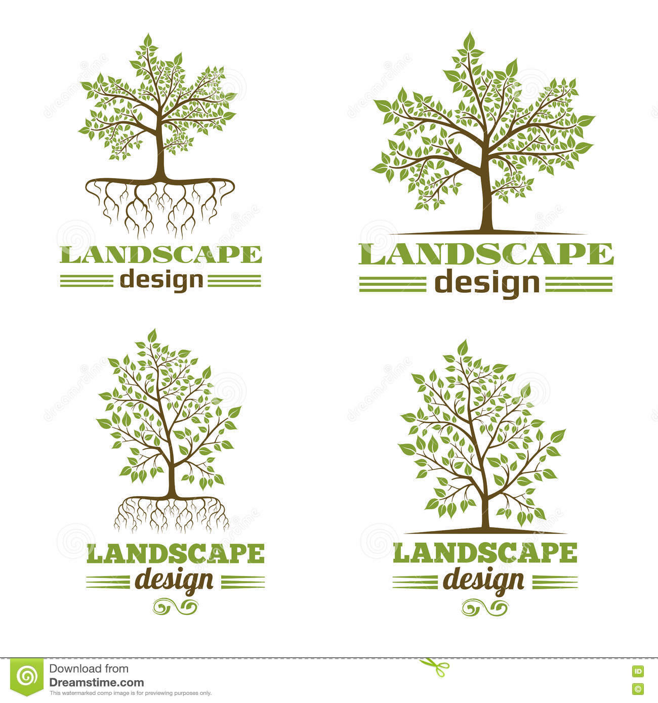 Landscape Logo Design
 Landscape Design pany Emblems Tree With Roots Logo