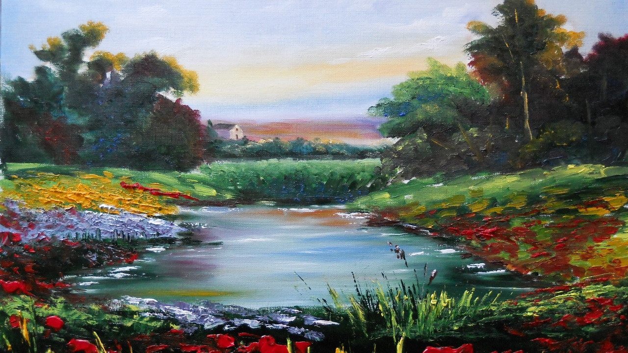 Landscape Painting Images
 How to paint Landscape in oil "Landscape with a Little