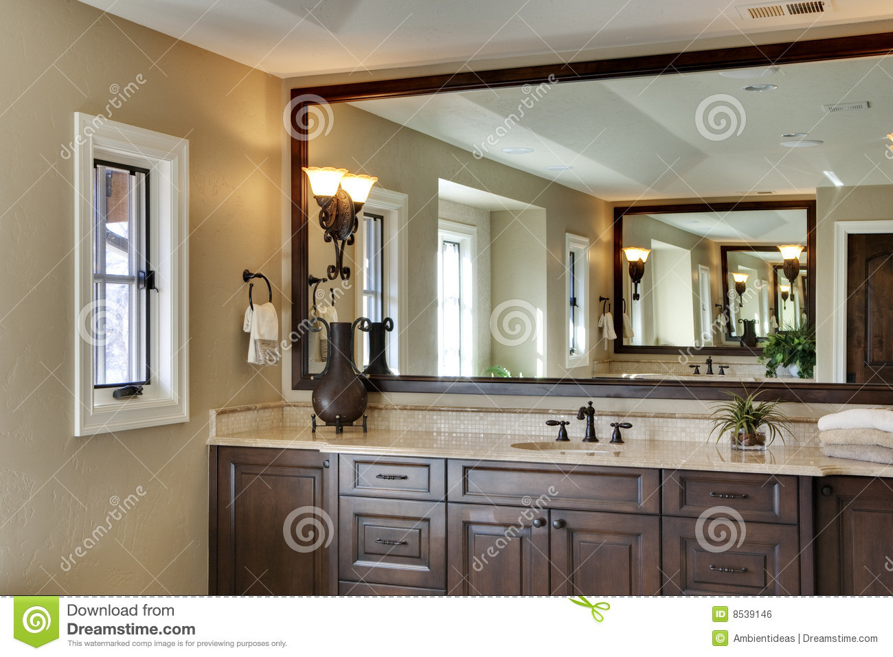 Large Bathroom Mirror
 Bathroom with Mirror stock photo Image of window