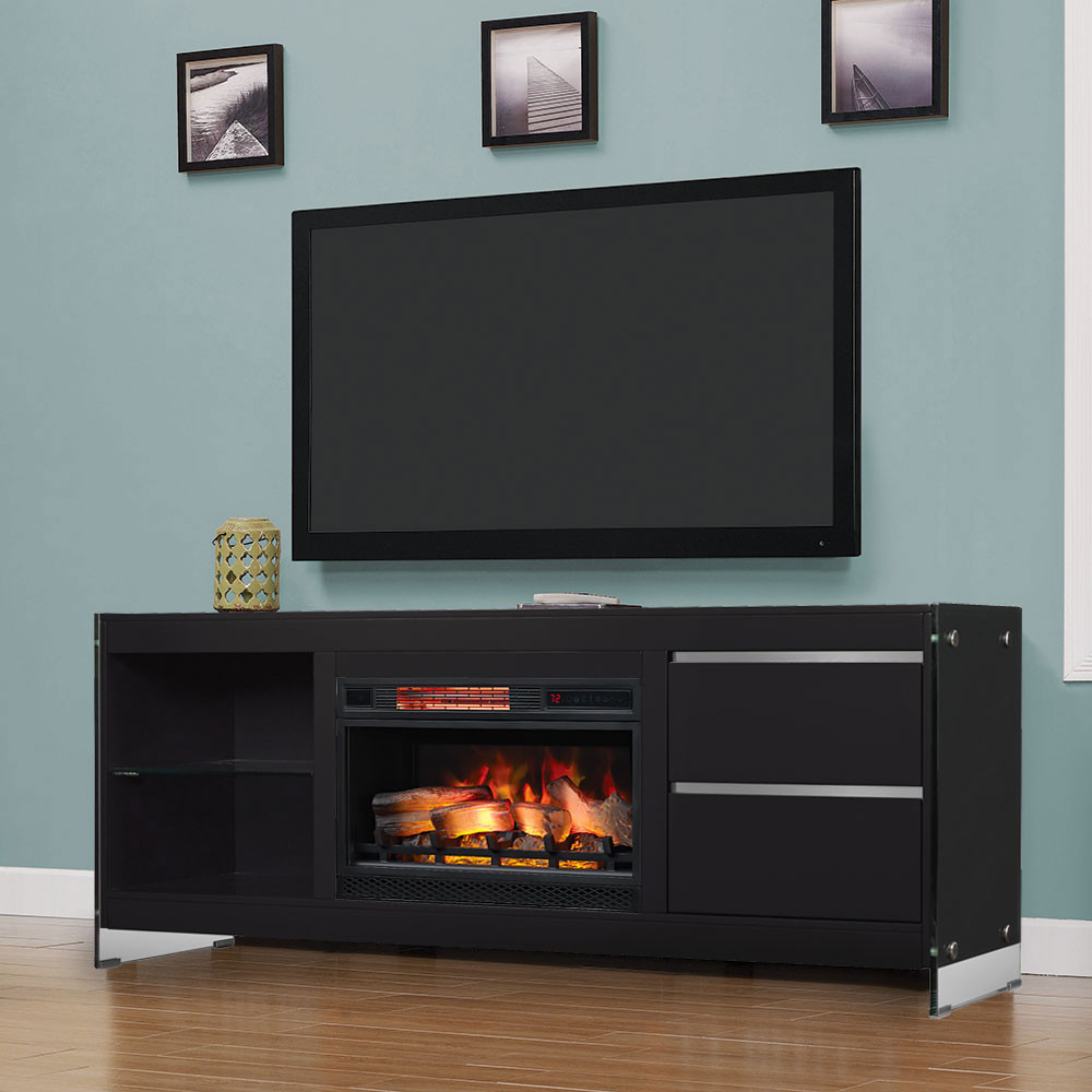 Large Electric Fireplace Entertainment Center
 Biscayne Electric Fireplace Entertainment Center in Black