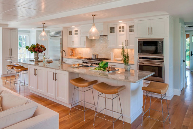 Large Kitchen Cabinets
 Cape Cod Shingle Beach House with Coastal Interiors Home