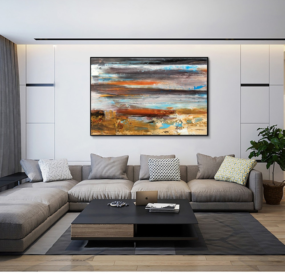 Large Paintings For Living Room
 oil Painting on canvas Abstract Art Modern yellow