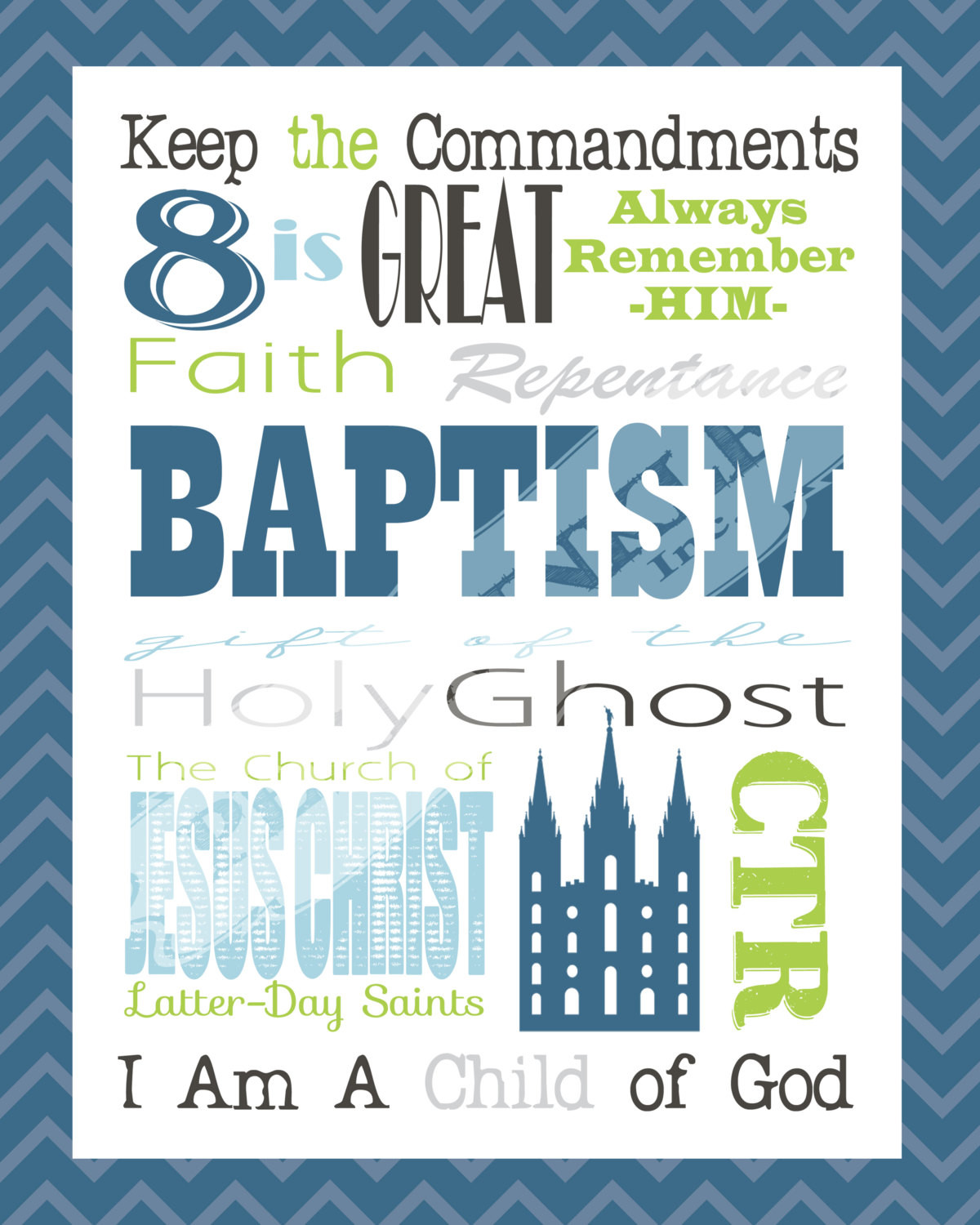 Lds Baptism Gift Ideas For Boys
 LDS Baptism Gift Subway Art Printable Boy and Girl 8x10 10
