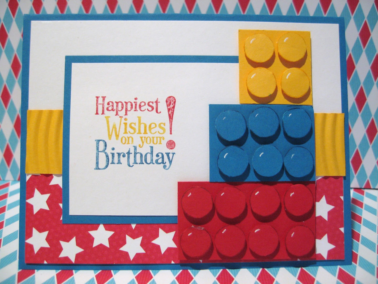 Lego Birthday Card
 Stampin with Pat Stampin Up Demonstrator Lego Birthday Card
