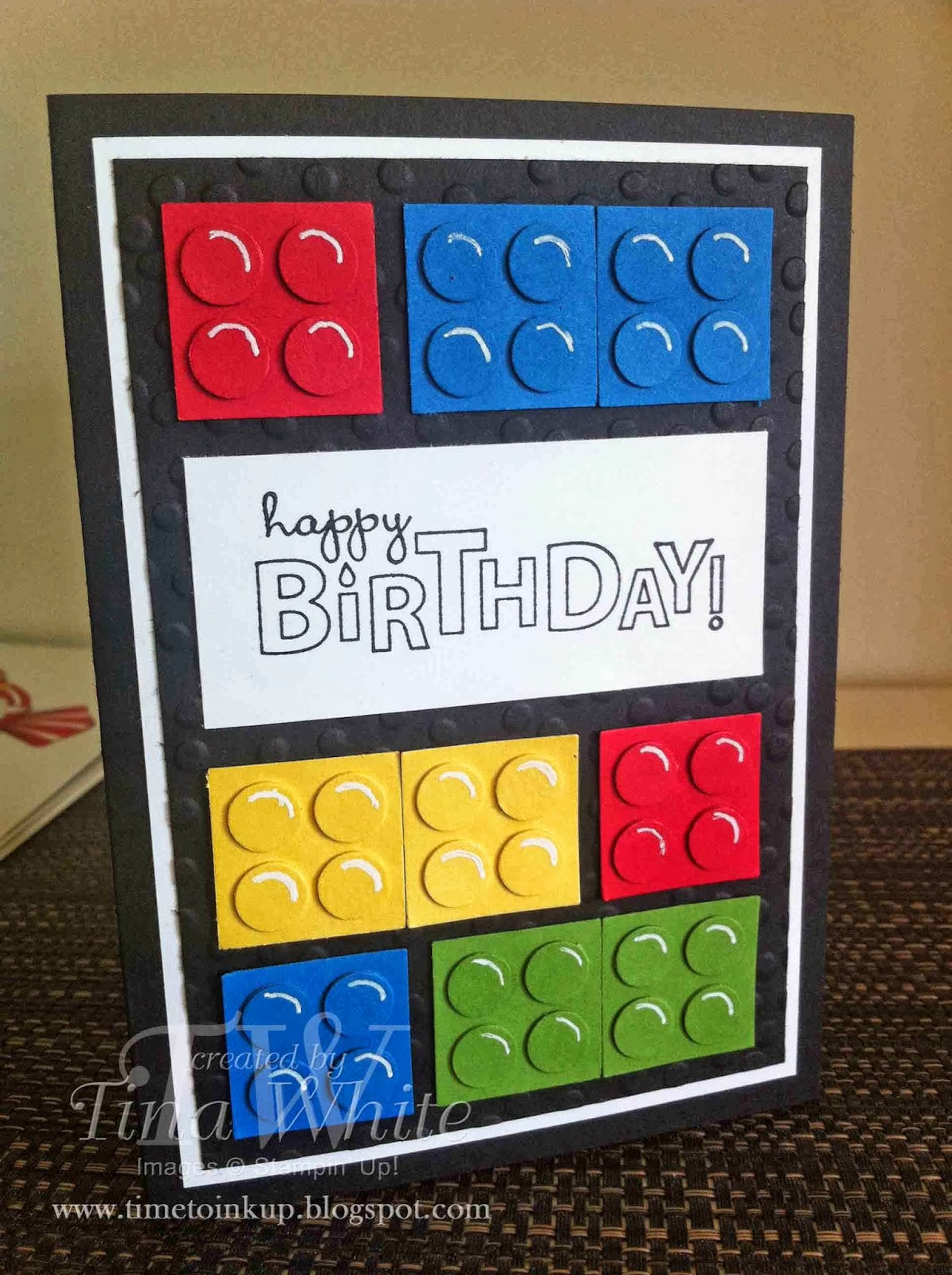 Lego Birthday Card
 Stampin Up Australia Tina White Time to Ink Up