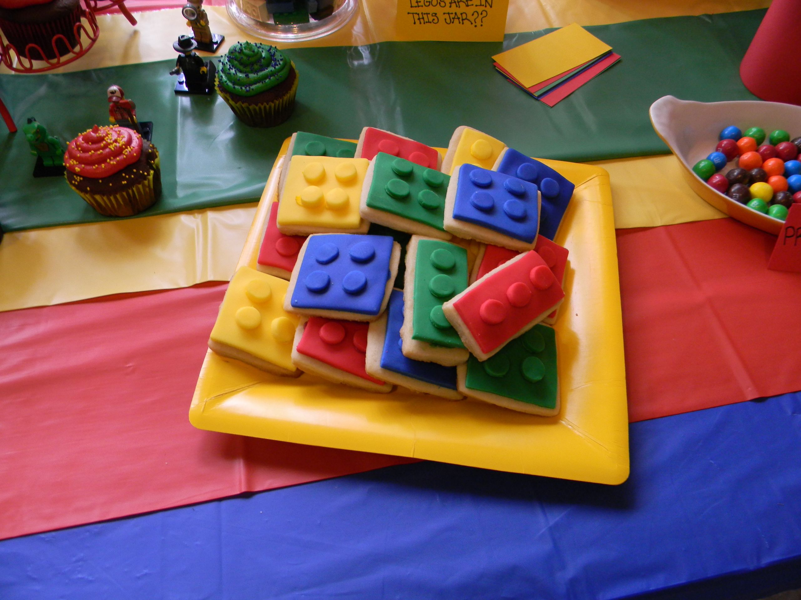 Lego Birthday Party Supplies
 Lego cookies from the Ultimate Lego Birthday Party So