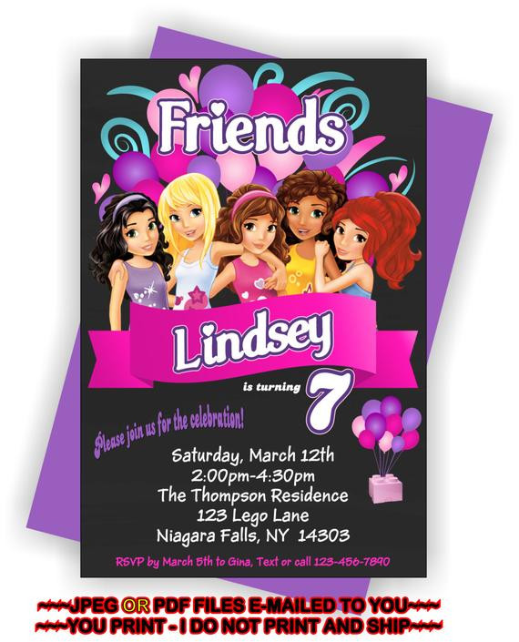 Lego Friends Birthday Invitations
 YOU PRINT Lego Friends Birthday Invitation Lego by