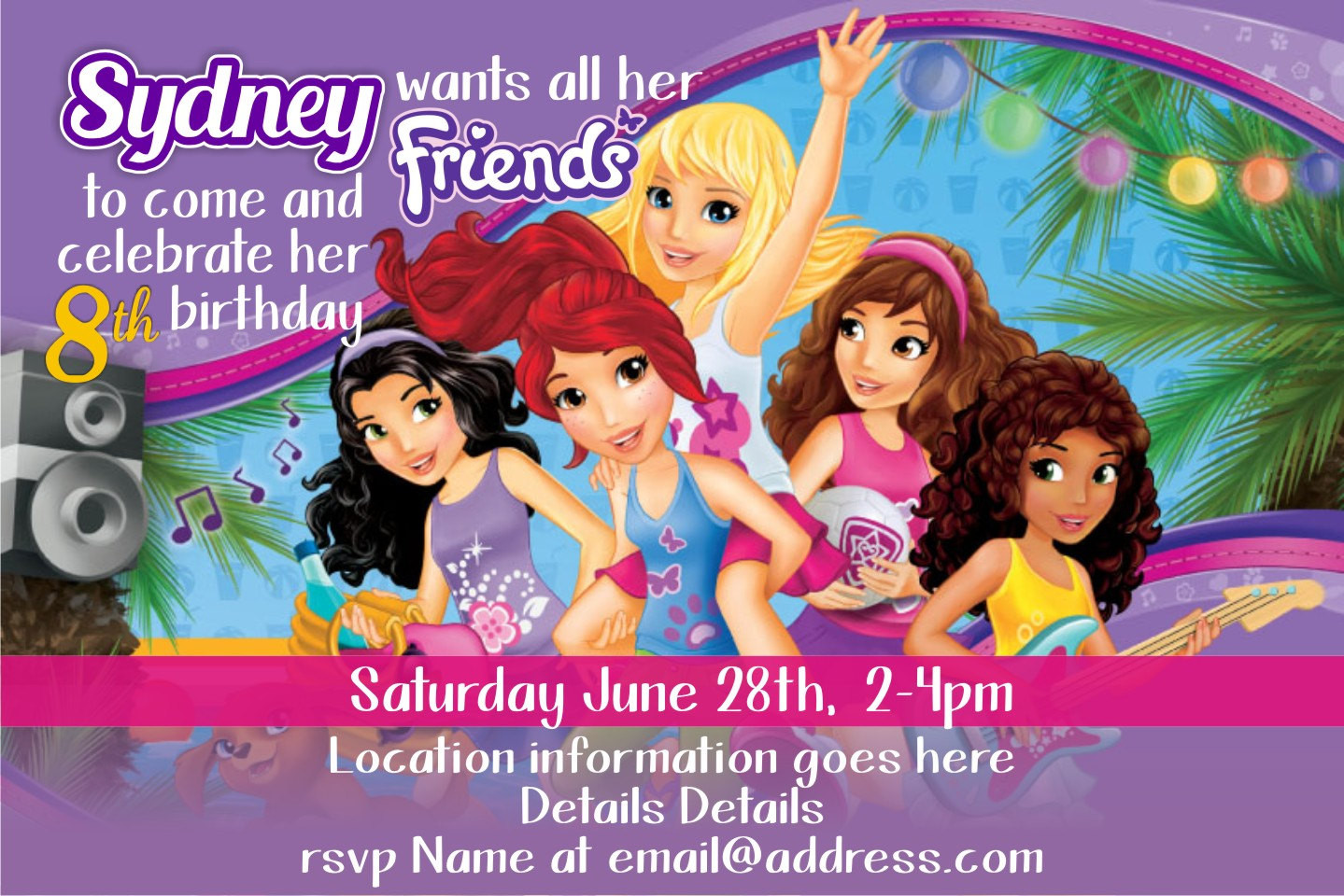 Lego Friends Birthday Invitations
 Lego Friends Birthday Invitation