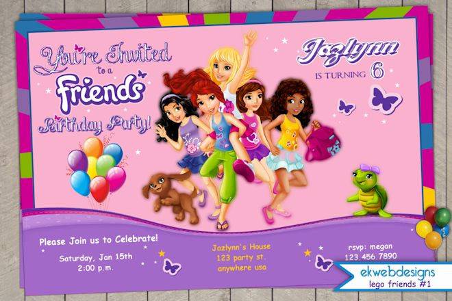 Lego Friends Birthday Invitations
 Lego Friends Birthday Invitation Printable File