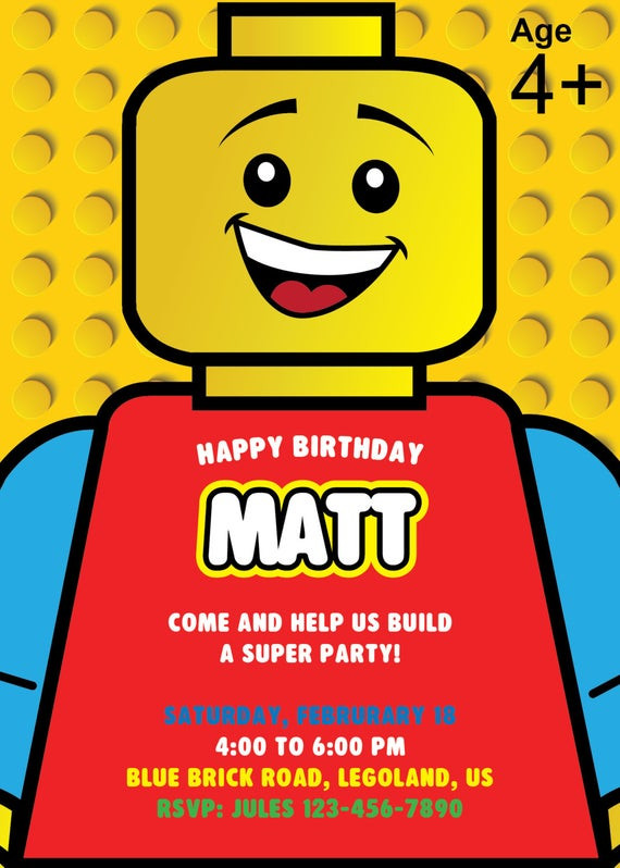 Legoland Birthday Party
 Lego Invitation Lego Birthday Party Invite Lego Birthday