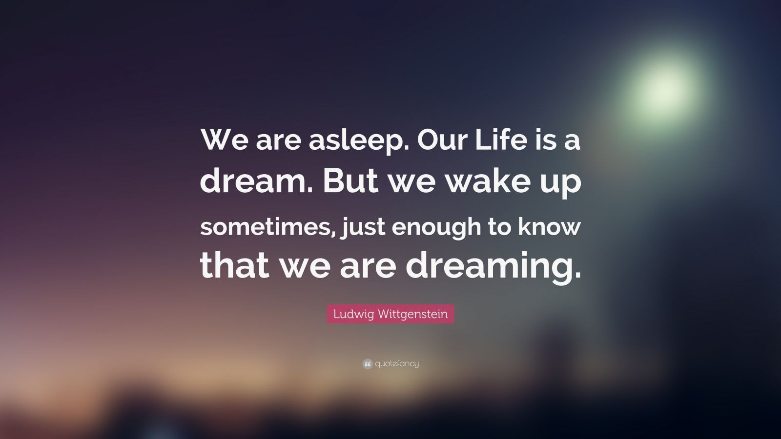 Life Is A Dream Quotes
 Ludwig Wittgenstein Quote “We are asleep Our Life is a