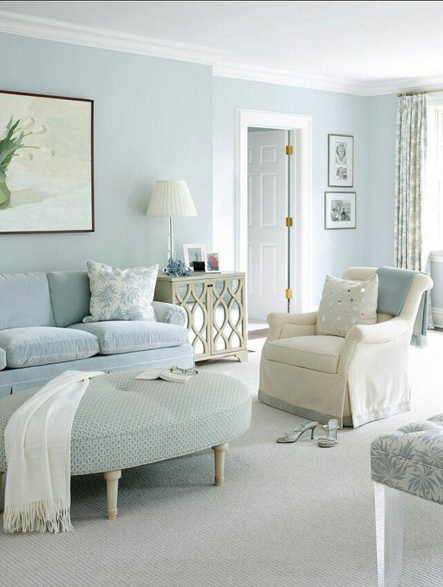 Light Blue Walls Living Room
 Light blue walls with white trim