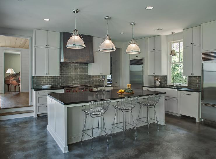 Light Gray Subway Tile Kitchen
 Light Gray KItchen Cabinets with Dark Gray Subway Tile