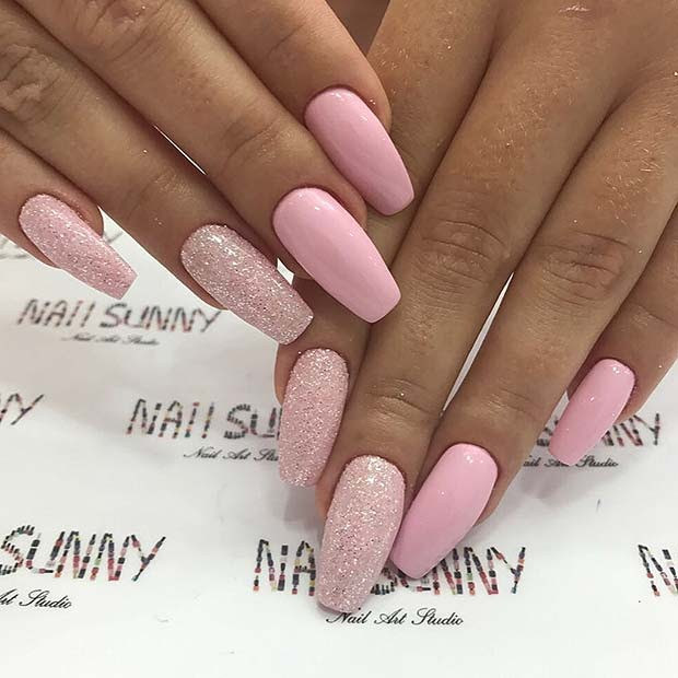 Light Pink Nails With Gold Glitter
 Light Pink Nails With Gold Glitter different nail designs