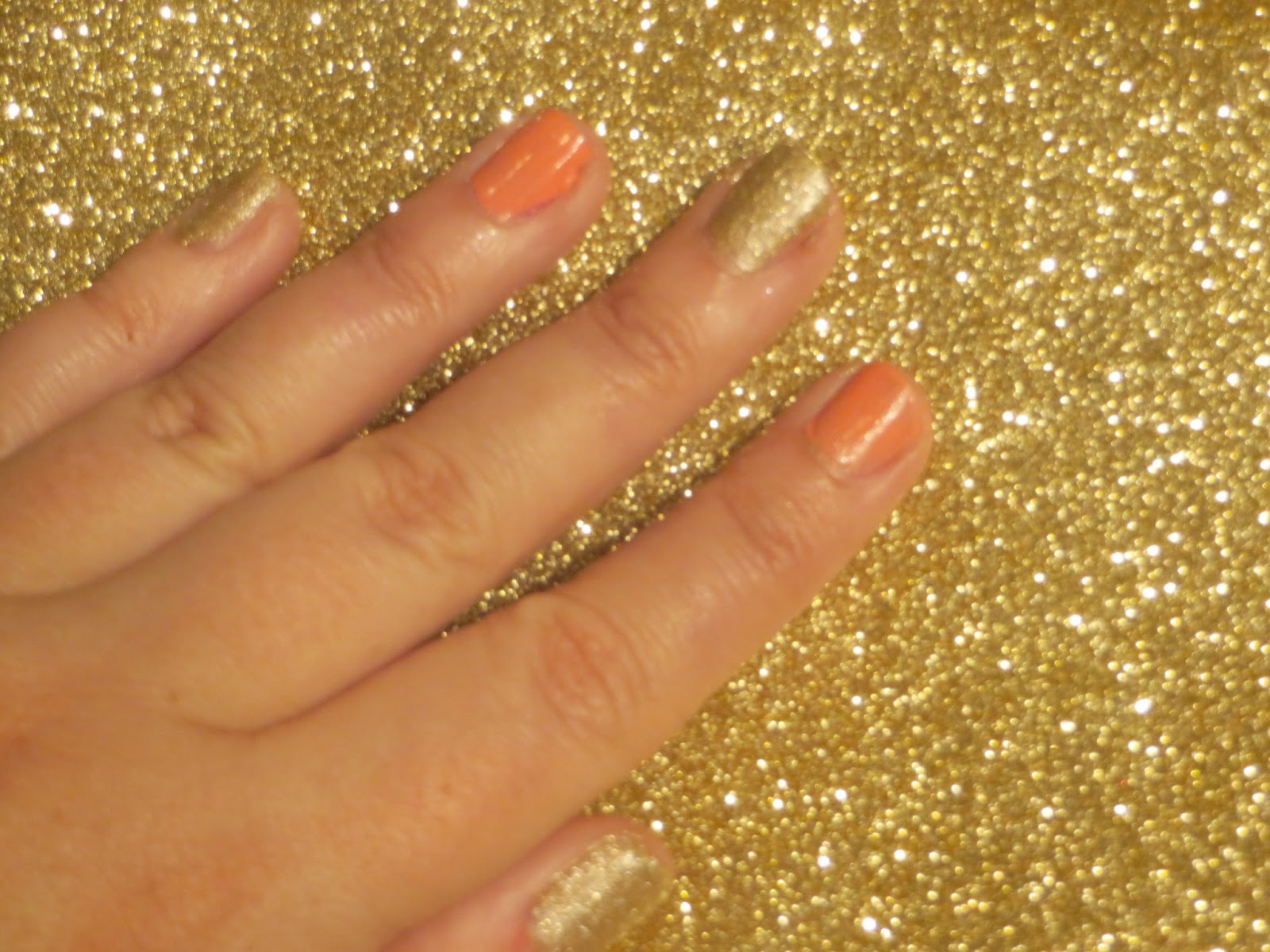 Light Pink Nails With Gold Glitter
 Elle Sees Beauty Blogger in Atlanta Pink Gold Glitter