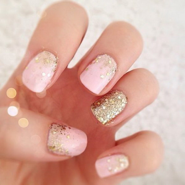 Light Pink Nails With Gold Glitter
 70 Stunning Glitter Nail Designs 2017