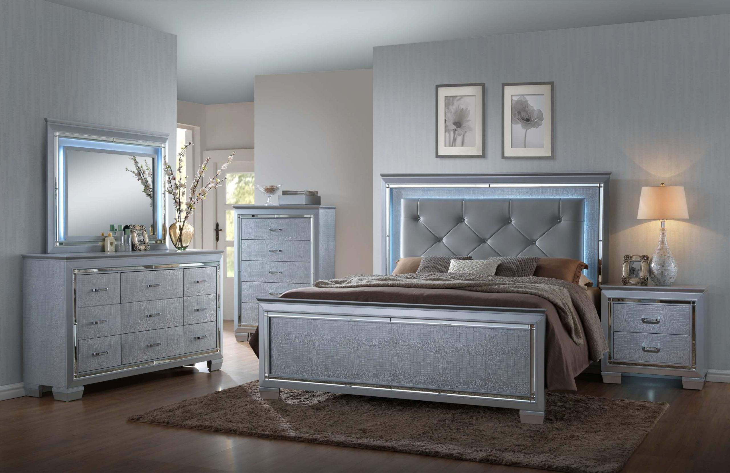 Lighted Headboard Bedroom Set
 Lillian LED Bedroom set by Crown Mark