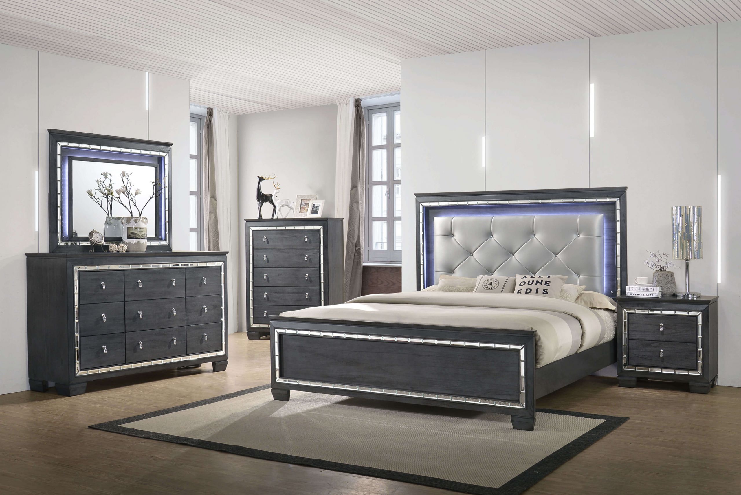 Lighted Headboard Bedroom Set
 Perina LED Bedroom Set