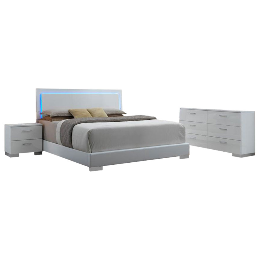 Lighted Headboard Bedroom Set
 Fredrika Lighted Headboard Modern Bedroom Set