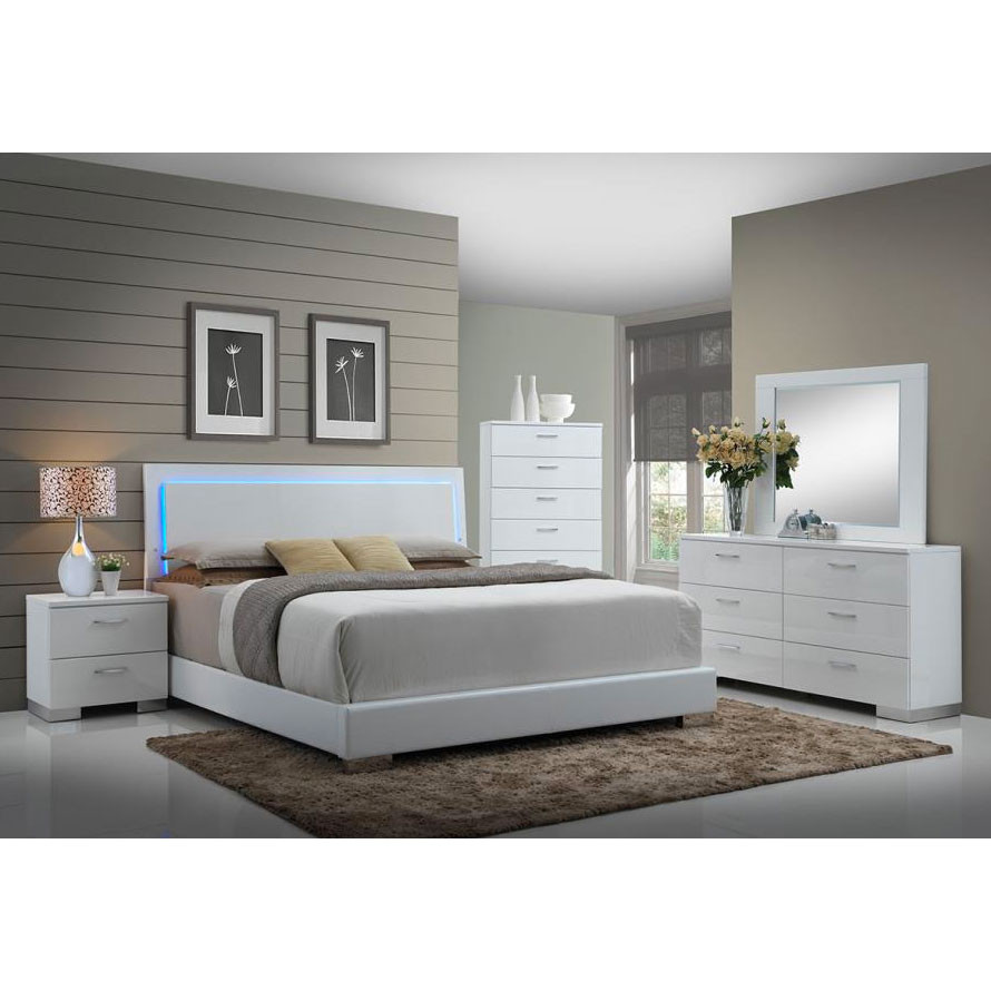 Lighted Headboard Bedroom Set
 Fredrika Lighted Headboard Modern Bedroom Set