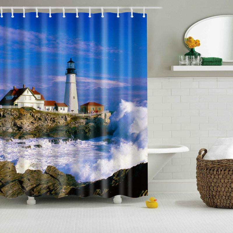 Lighthouses Bathroom Accessories
 Coastal Nautical Lighthouse Shower Curtain