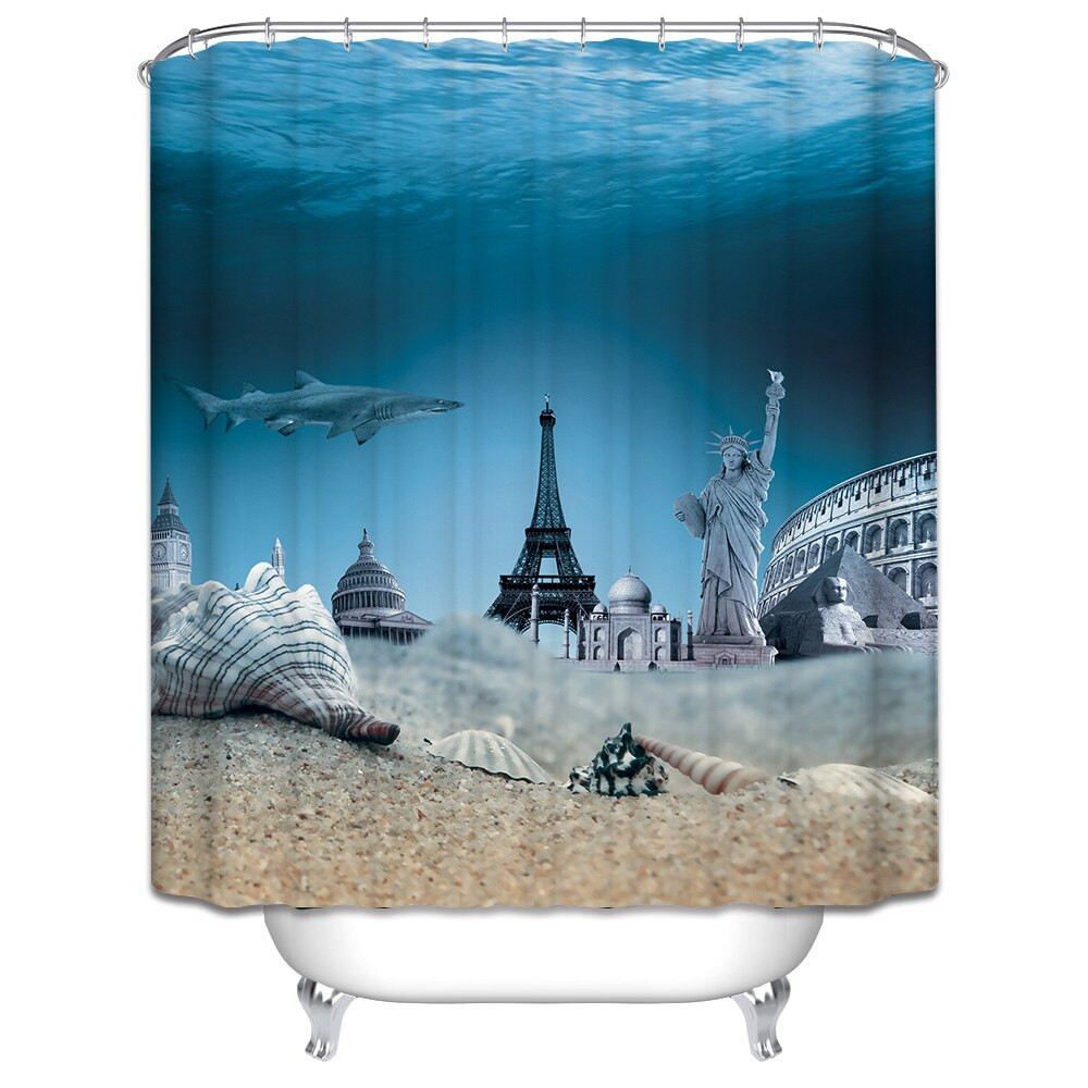 Lighthouses Bathroom Accessories
 Christmas Shower Curtain beach scenery lighthouse bath