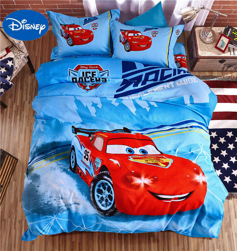 Lightning Mcqueen Bedroom Sets
 Blue Disney Lightning McQueen Car Covers Bedding Sets Boys