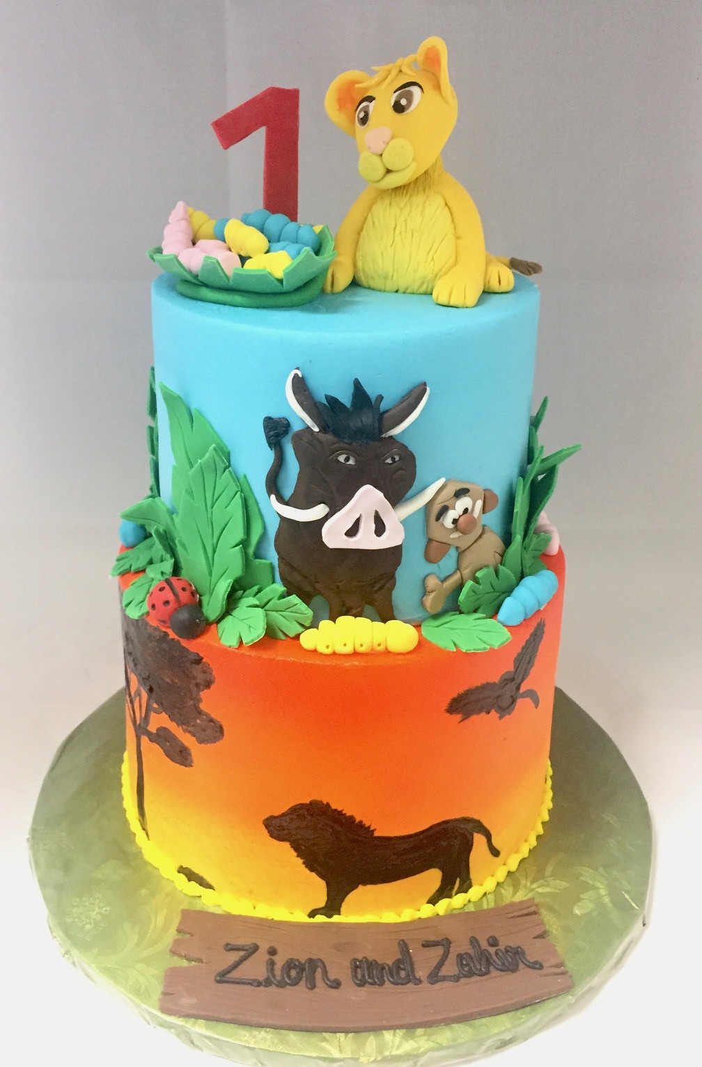 Lion King Birthday Cake
 2 Tier Lion King 1st Birthday Cake BC 125 Confection