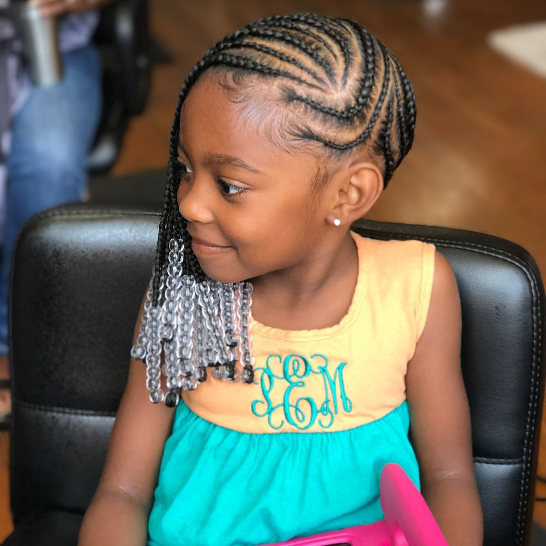 Little Black Girl Braid Hairstyles With Beads
 Lemonade Braids With Beads For Little Girl hairstyleblog