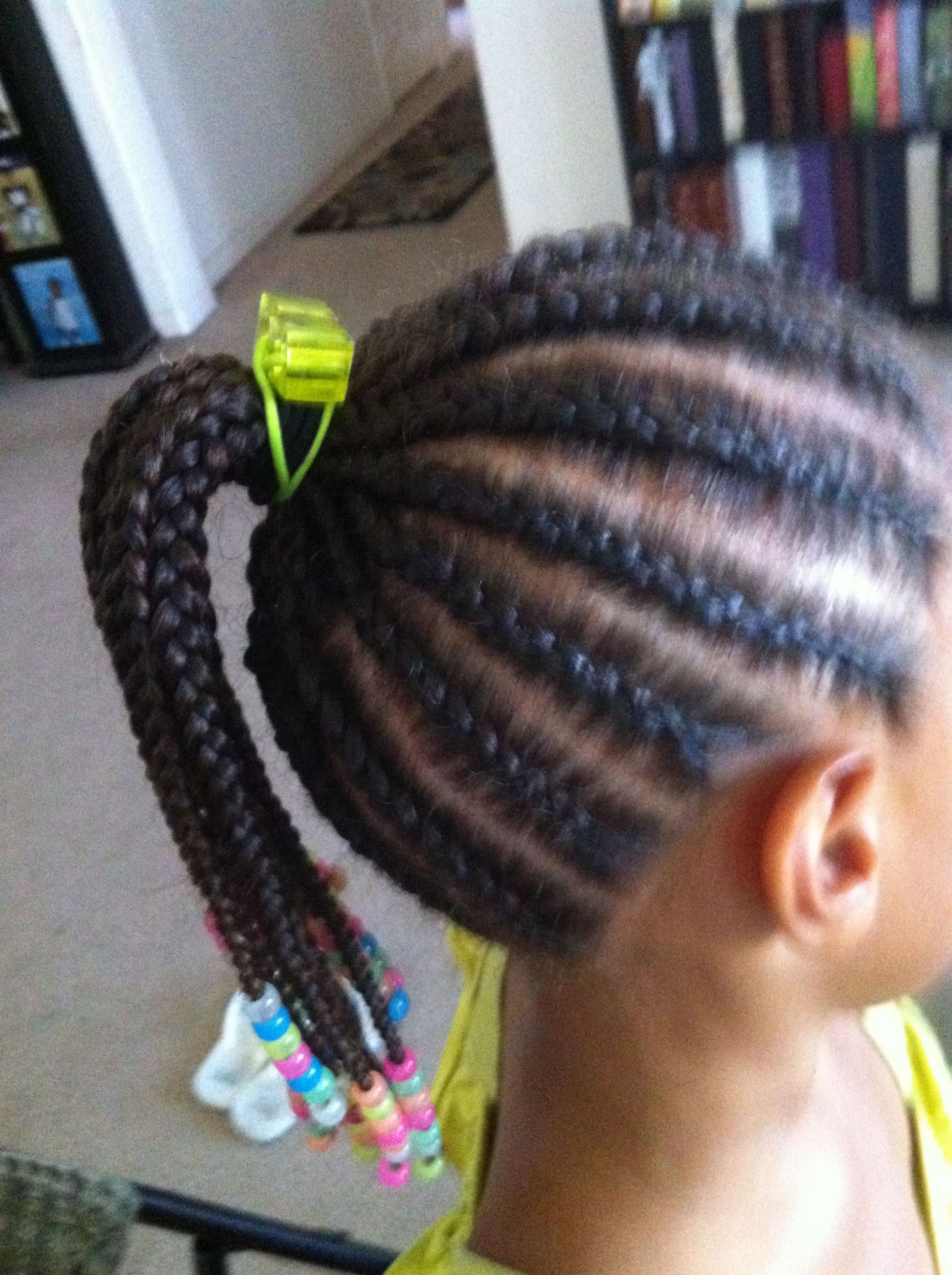 Little Black Girl Braid Hairstyles With Beads
 Little girl with braids and beads