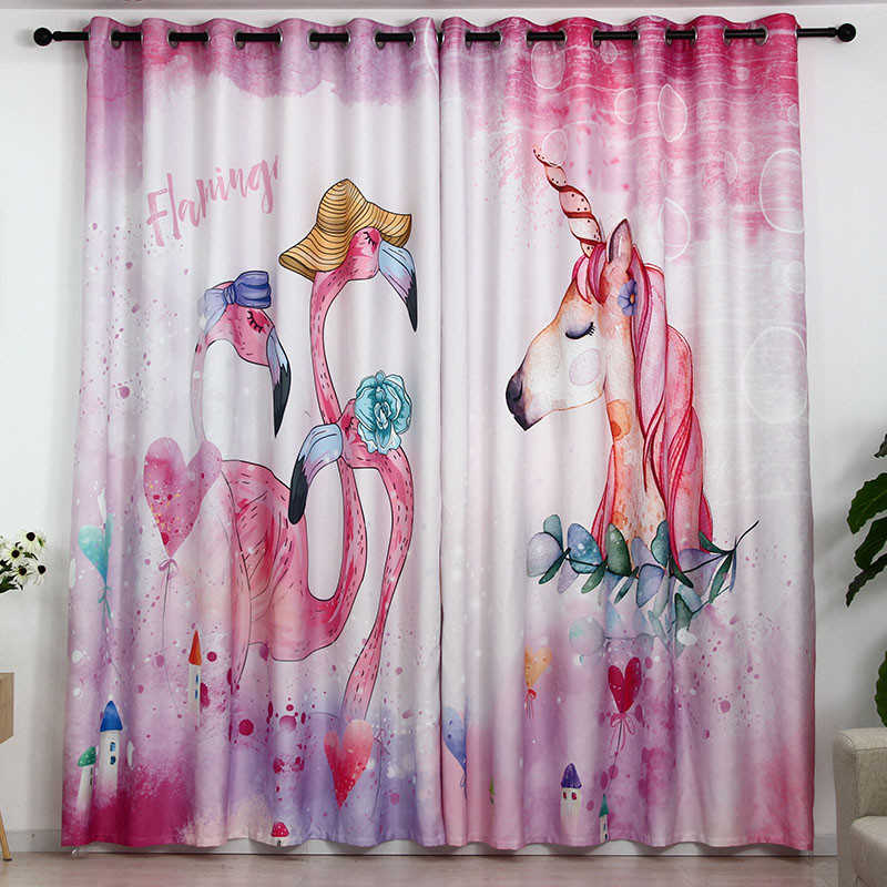 Little Girls Bedroom Curtains
 Unicorn Pink Flamingo Girly Floral Curtains Cute Drapes