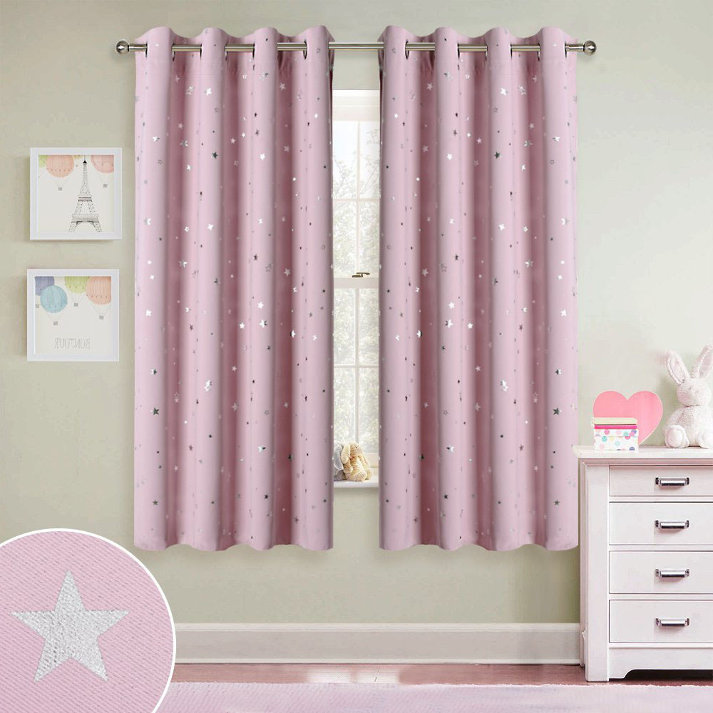 Little Girls Bedroom Curtains
 Light Pink Blush Gray Star Short Window Curtains For