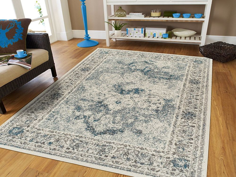 Living Room Area Rugs 8X10
 Distressed Area Rugs 8x10 Cream Blue Rug 5x7 Living Room