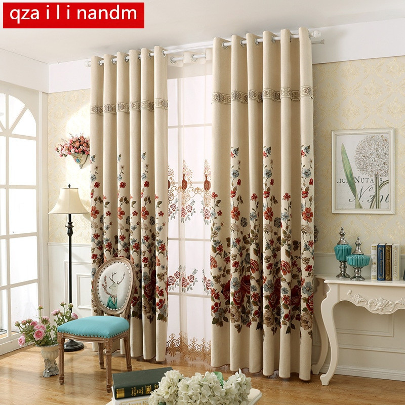 Living Room Blackout Curtains
 Modern pastoral luxury curtains Thermal Insulated Blackout