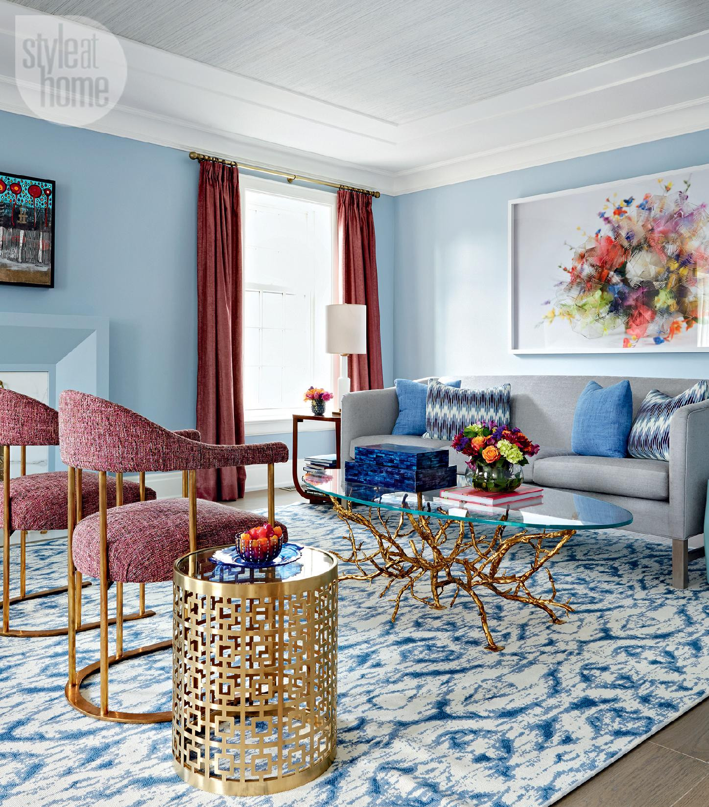 Living Room Carpet Rug
 Virginia Macdonald blue dining living room zebra print