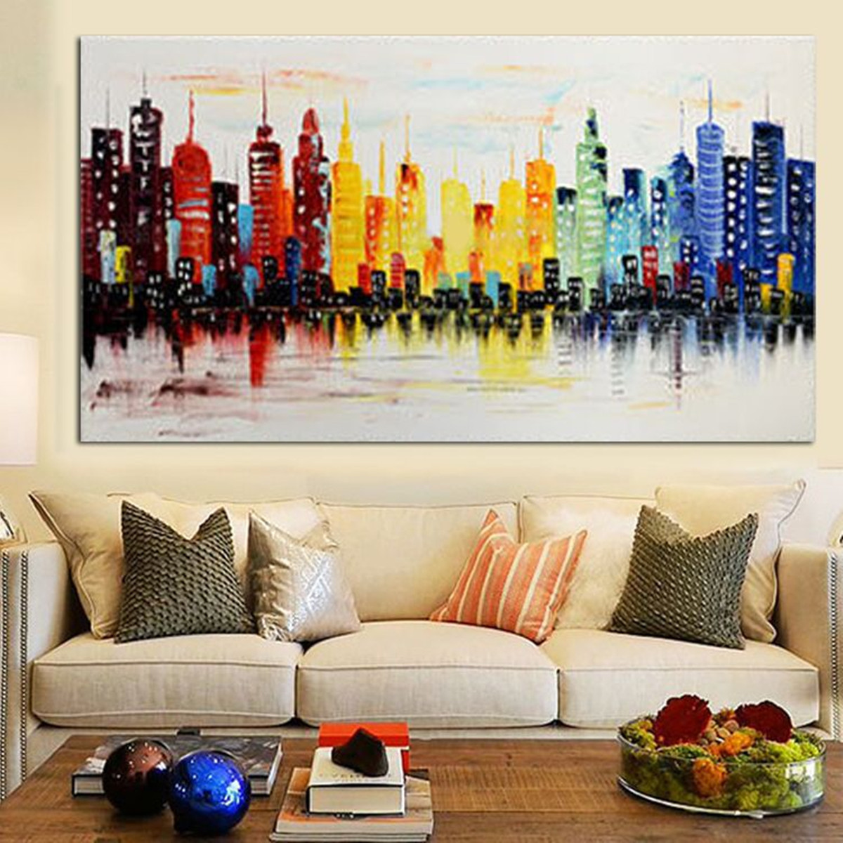 Living Room Wall Paintings
 120X60CM Modern City Canvas Abstract Painting Print Living