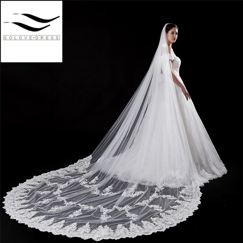 Long Cathedral Wedding Veils
 New Luxury Fashionable 5 meters Long Cathedral Train