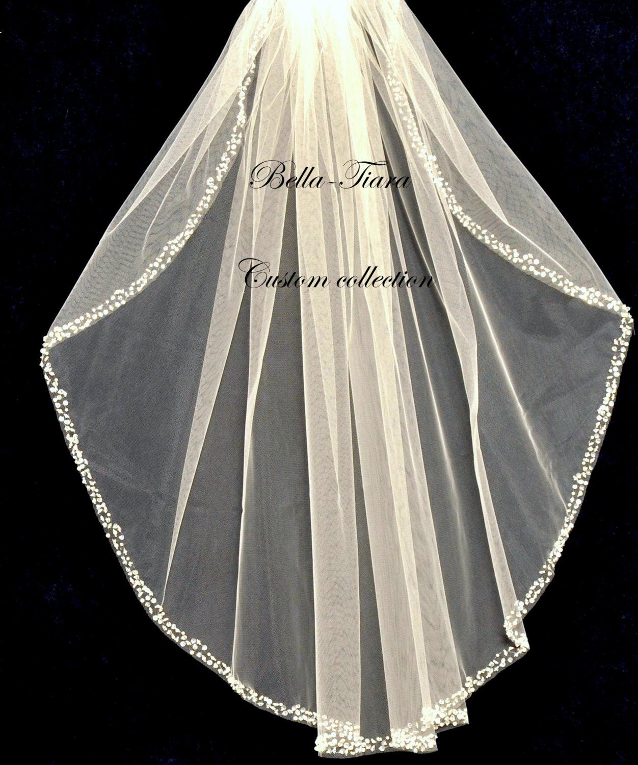 Long Wedding Veils With Crystals
 extra long cathedral wedding veil crystal beaded by
