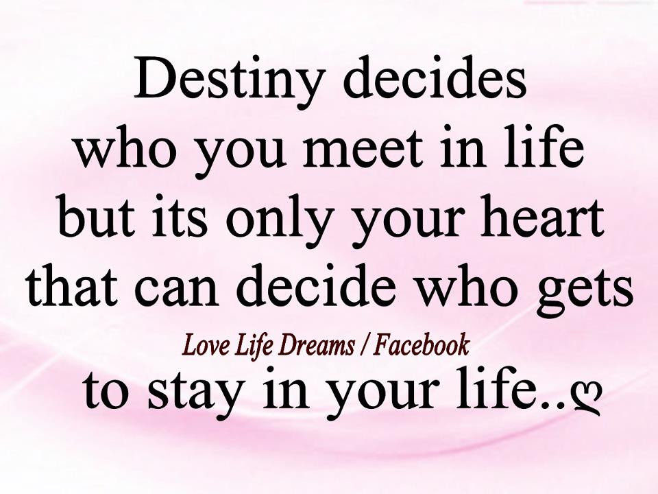 Love Destiny Quotes
 Love Life Dreams Destiny decides who you meet in life