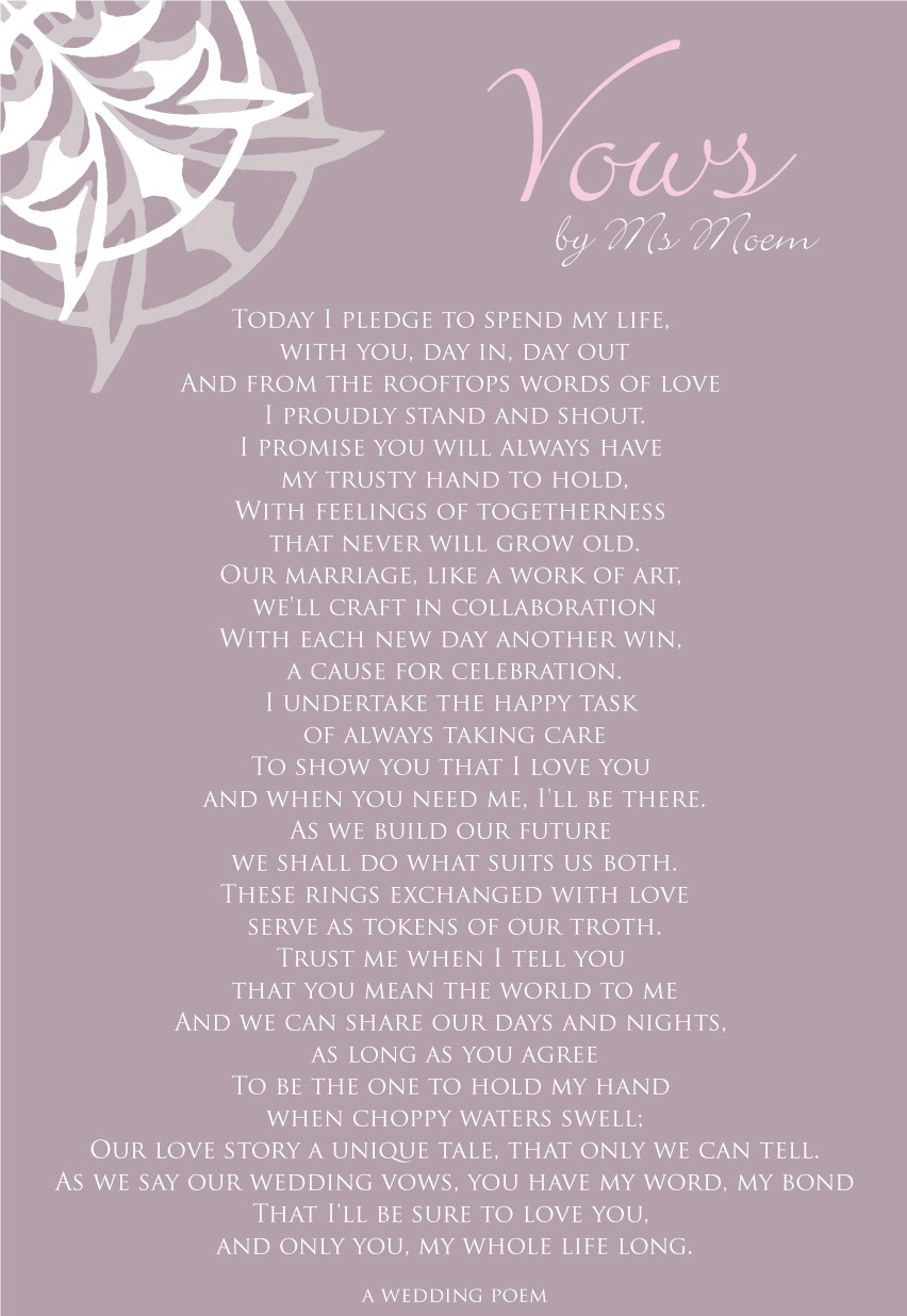 Love Wedding Vows
 Vows A Wedding Poem Ms Moem