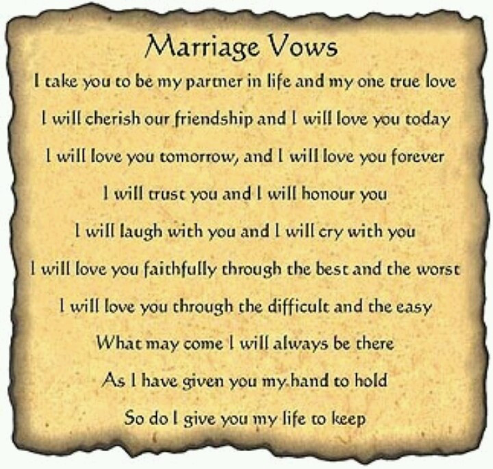 Love Wedding Vows
 LOVE THESE VOWS October 5 2013 Pinterest