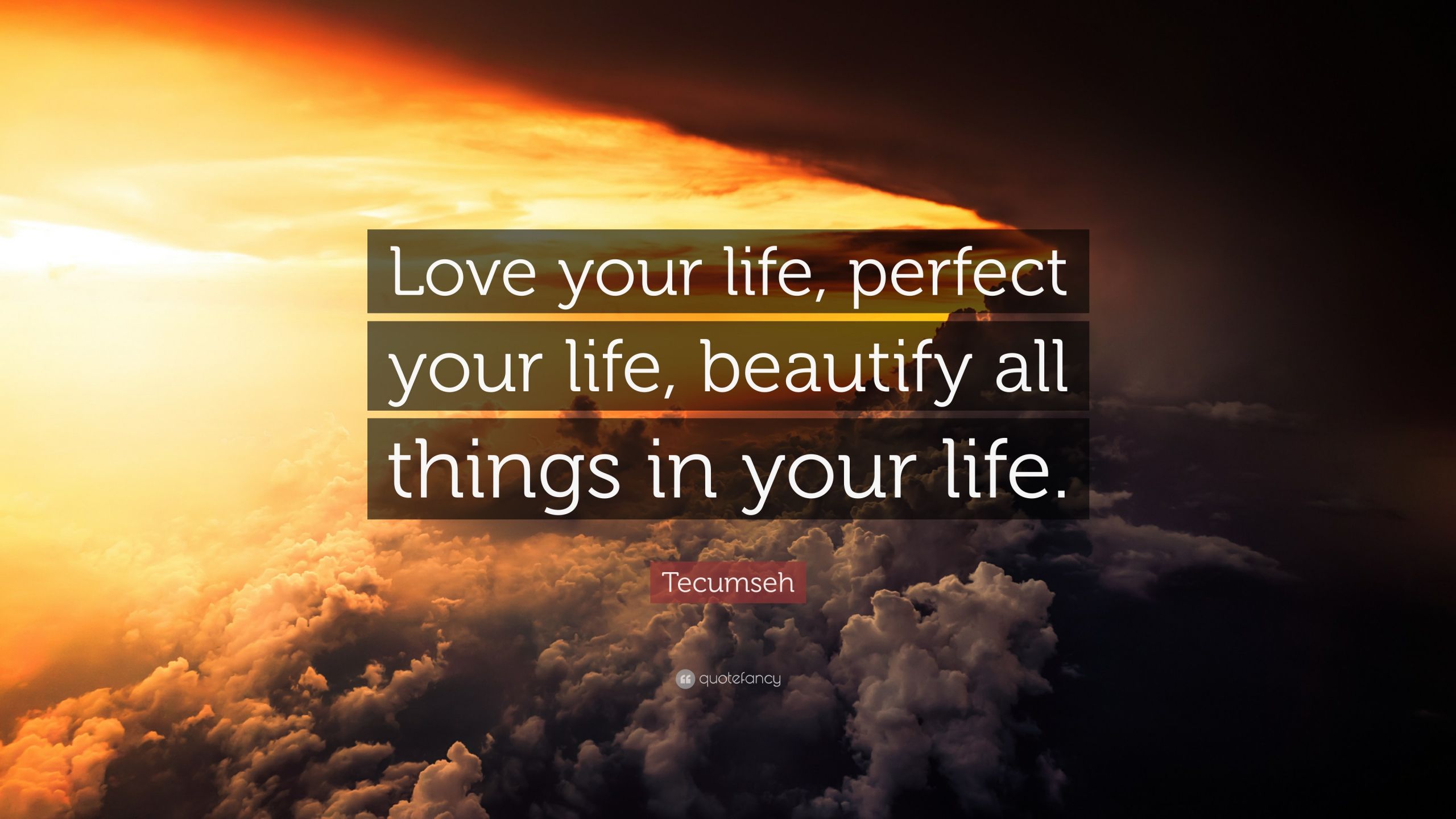 Love Your Life Quotes
 Tecumseh Quote “Love your life perfect your life
