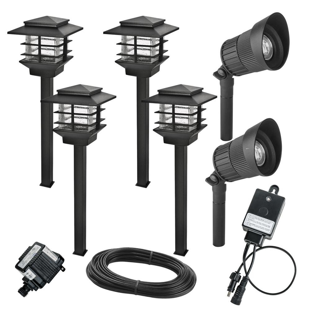 Low Voltage Landscape Lighting Kits
 Hampton Bay Low Voltage Black Outdoor Integrated LED