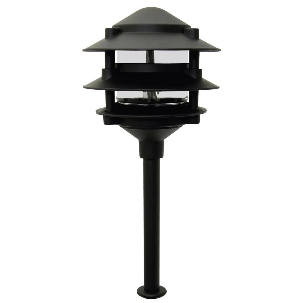 Low Voltage Landscape Lights
 Moonrays Pagoda Style 3 Tier Low Voltage 11 Watt Black