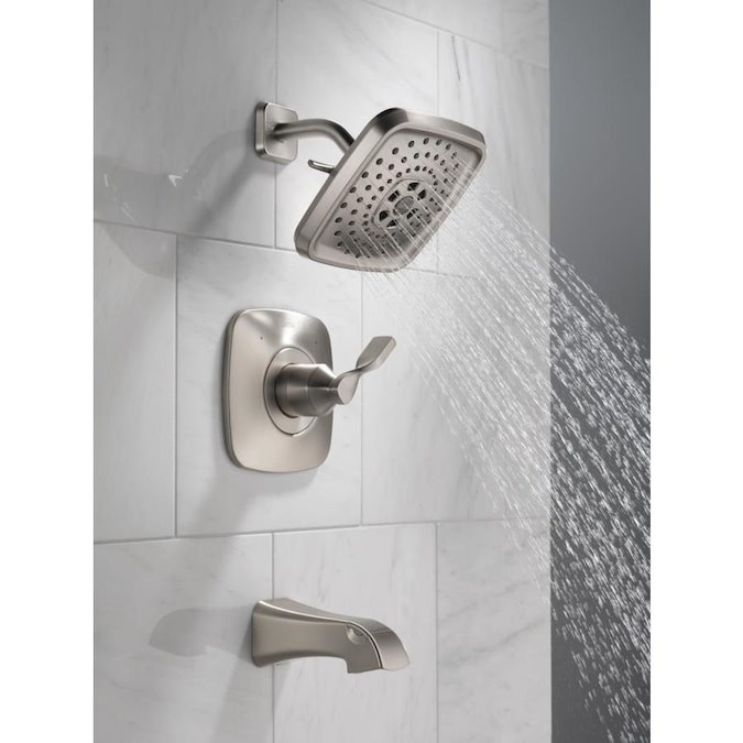 Lowes Bathroom Shower Faucets
 Delta Sawyer Spotshield Brushed Nickel 1 Handle Bathtub