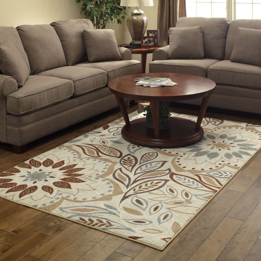 Lowes Living Room Rugs
 Shop Style Selections Rectangular Cream Floral Tufted Area
