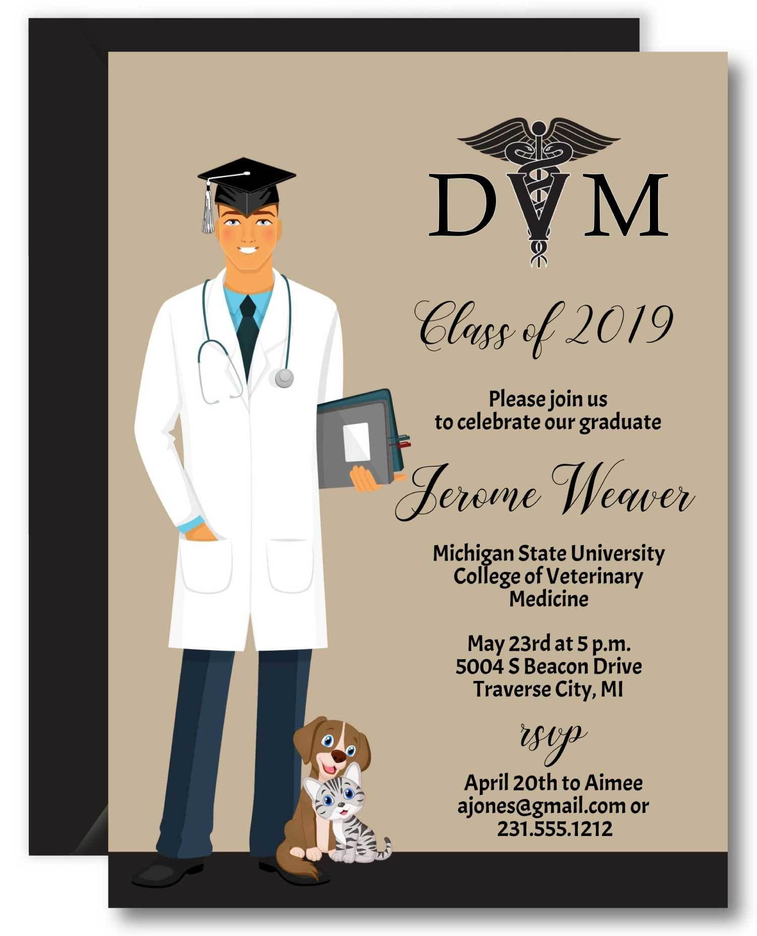 Male Graduation Party Ideas
 Male Veterinarian Graduation Invitation in 2020 With