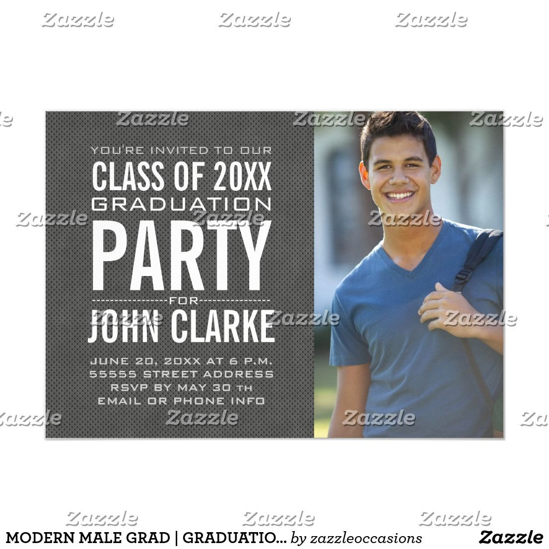 Male Graduation Party Ideas
 MODERN MALE GRAD GRADUATION PARTY INVITATION