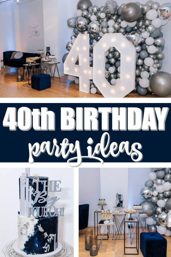 Man 40Th Birthday Party Ideas
 Navy Blue and Silver 40th Birthday Party Pretty My Party