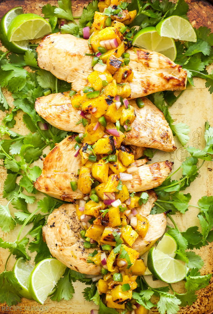 Mango Pineapple Salsa Recipe
 Tequila Lime Chicken with Grilled Pineapple Mango Salsa
